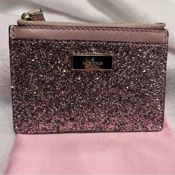 Kate Spade pink/rose gold Sunset Lane Adi coin zip mini wallet. NWT. - Picture 2 of 9